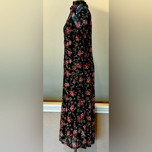 INC International Concepts Floral-Print Mock-Neck Ruched Mesh Dress Size XL - Picture 3 of 16